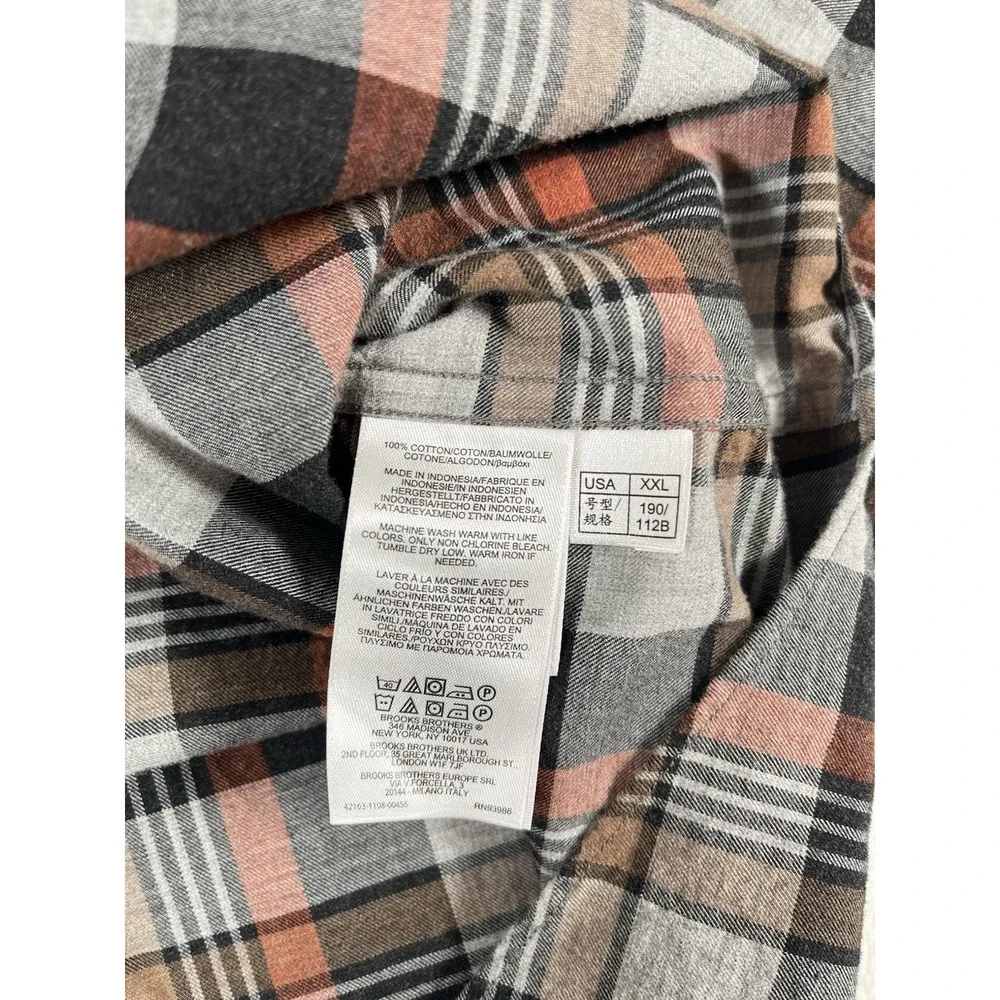 Brooks Brothers Madison Multicolored Plaid Cotton L/S Btn Dwn Shirt Men's Sz XXL